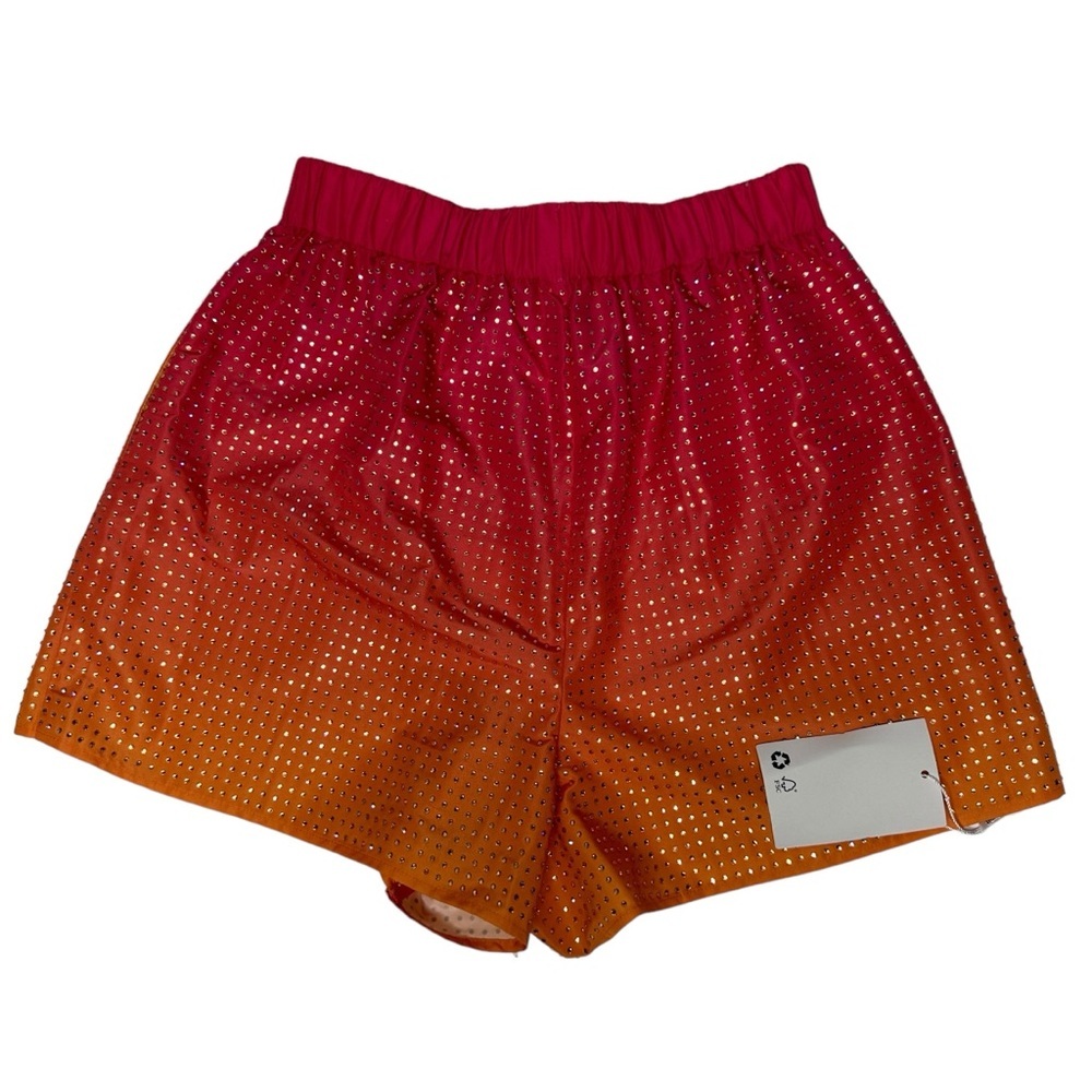 NWT Self Portrait Pink Ombré Crystal Embellished Hotfix Taffeta Shorts 2 - Picture 15 of 16